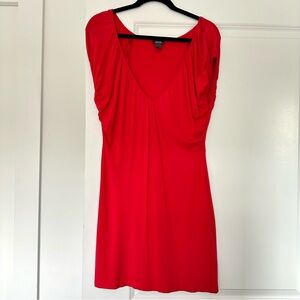 Kenneth Cole Reaction (S) Red Short Sleeve V Neck Shift Mini Dress Y2K Vibes